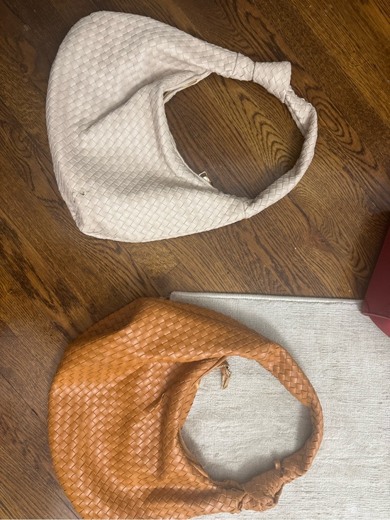 Anthropologie Handbags - Anthropologie Woven Shoulder Bags in Cream and Tan